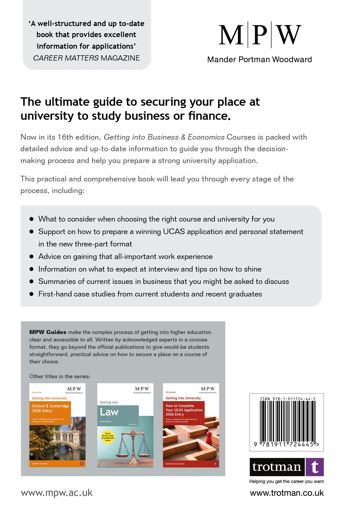 Getting into Business & Economics Courses - eBook Edition